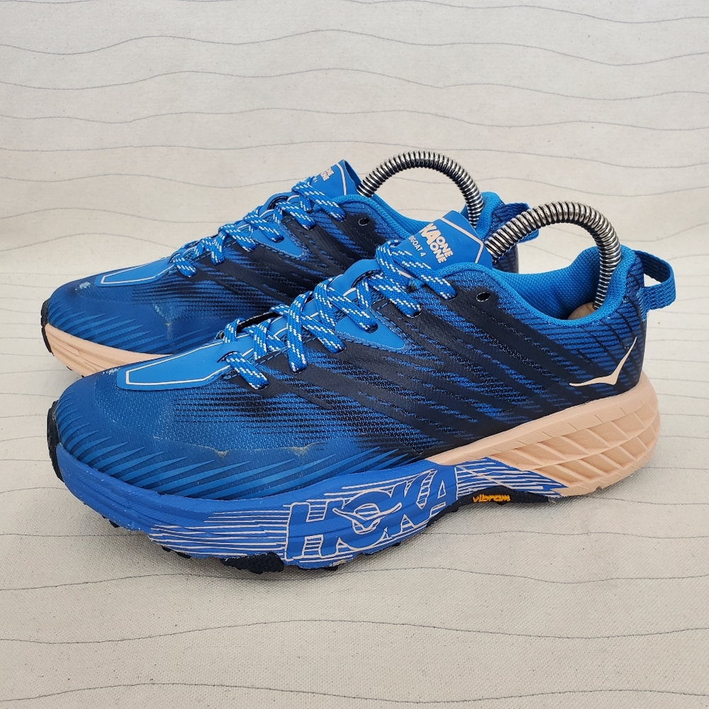 Hoka One One Womens Speedgoat 4 1106527 Blue Trail Running Shoes Sneakers Sz 6.5 - Picture 2 of 14